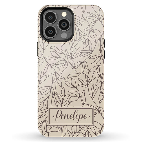 Boho Line Art Flowers Custom Name iPhone Case